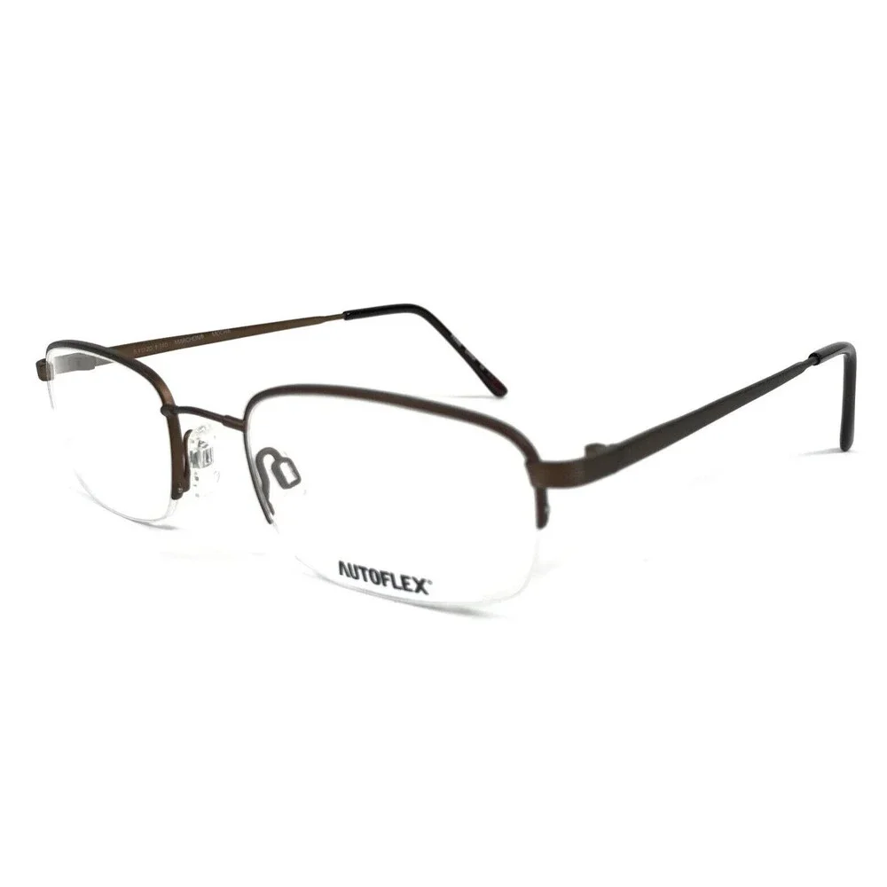 Autoflex with Flexon Eyeglasses Frames 63 MOCHA Brown Square Half Rim 51-20-140